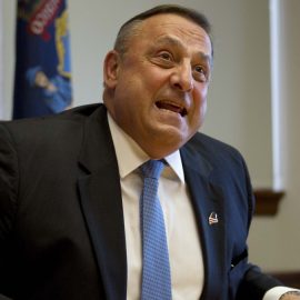 Gov. Paul LePage speaks to reporters shortly after the Maine House and Senate both voted to override his veto of the state budget, at the State House in Augusta, Maine. (AP Photo)
