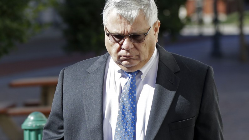 Anthony Badalamenti leaves Federal Court in New Orleans, Tuesday, Jan. 21, 2014. The former Halliburton manager was sentenced Tuesday to one year of probation for destroying evidence in the aftermath of BP's massive 2010 oil spill in the Gulf of Mexico. Badalamenti, of Katy, Texas, had faced a maximum of one year in prison at his sentencing by U.S. District Judge Jay Zainey. Badalamenti pleaded guilty in October to one misdemeanor count of destruction of evidence. (AP Photo/Gerald Herbert)