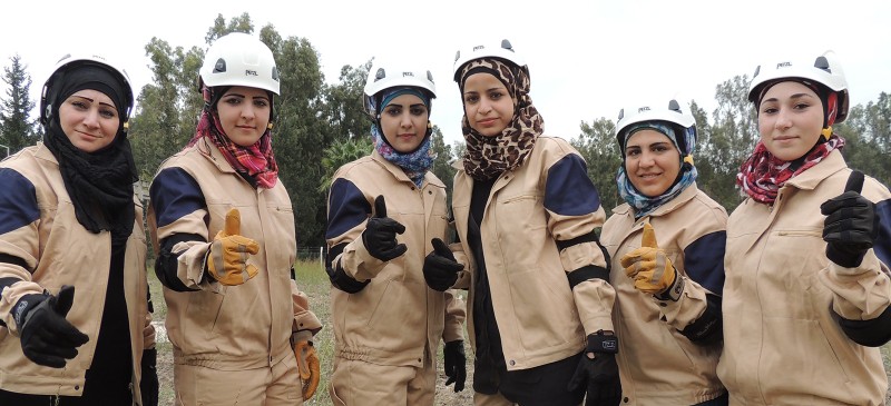 The women of the White Helmets , also known as the Syrian Civil Defence.