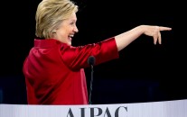 Hillary Clinton at the 2016 American Israel Public Affairs Committee (AIPAC) Policy Conference, Monday, March 21, 2016. (AP/Andrew Harnik)