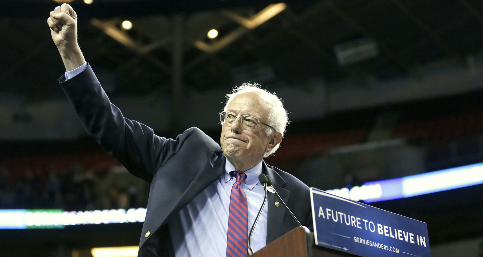 Democratic presidential candidate Sen. Bernie Sanders, I-Vt. speaks Sunday, March 20, 2016, at a campaign rally in Seattle. (AP/Stephen Brashear)