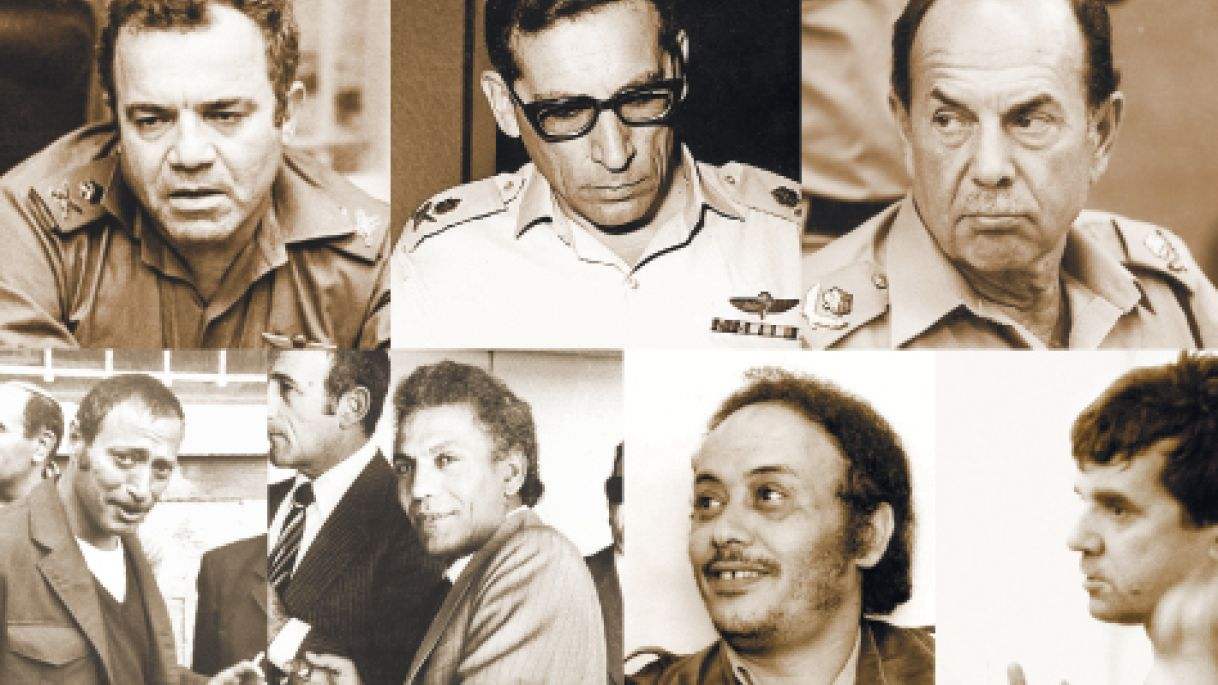 Israeli IDF officers (top, Zeevi in center) with their mafia enforcers, Tuvia Oshri (far left)