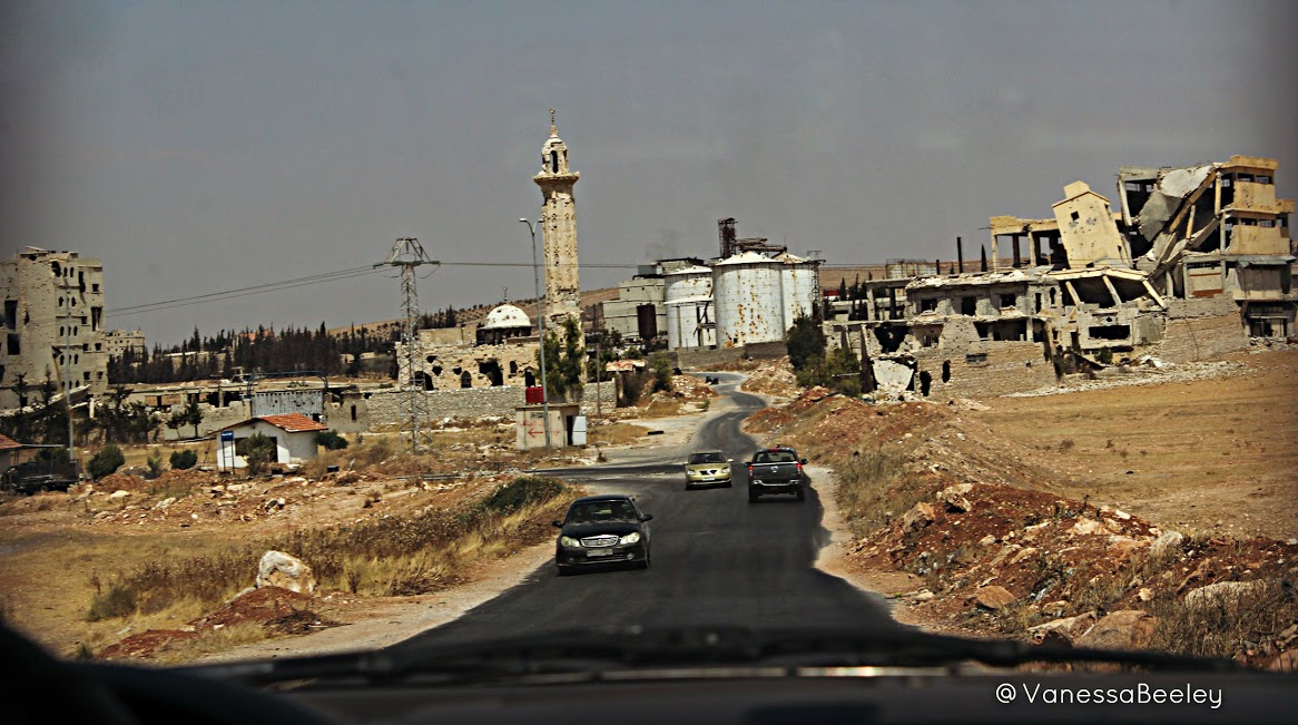 Passing through Khanaser, al-Safira, and the industrial city of Sheikh Najjar on the road to Aleppo. Photo by Vanessa Beeley.