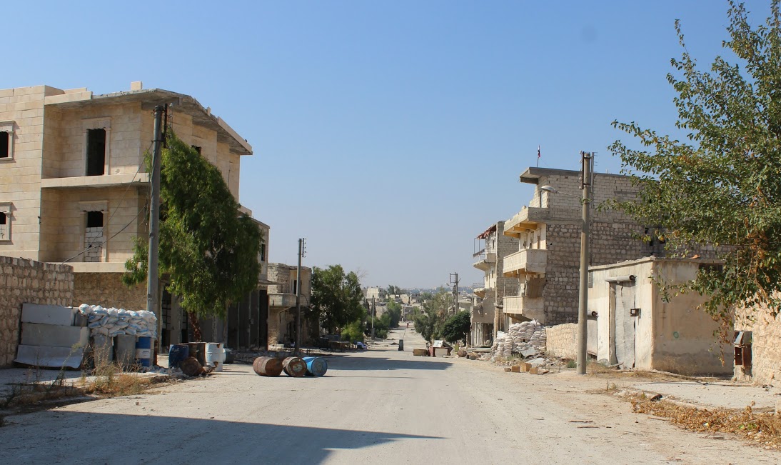 Arriving in Bani Zaid, walking down one of the main streets. (Photo by Vanessa Beeley)