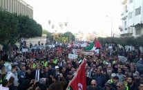 Tunisians demonstrating in Sfax on 24 December over the killing of Mohamed Zouari who was gunned dunned earlier this month near his home (Nadim Bouamoud/MEE)