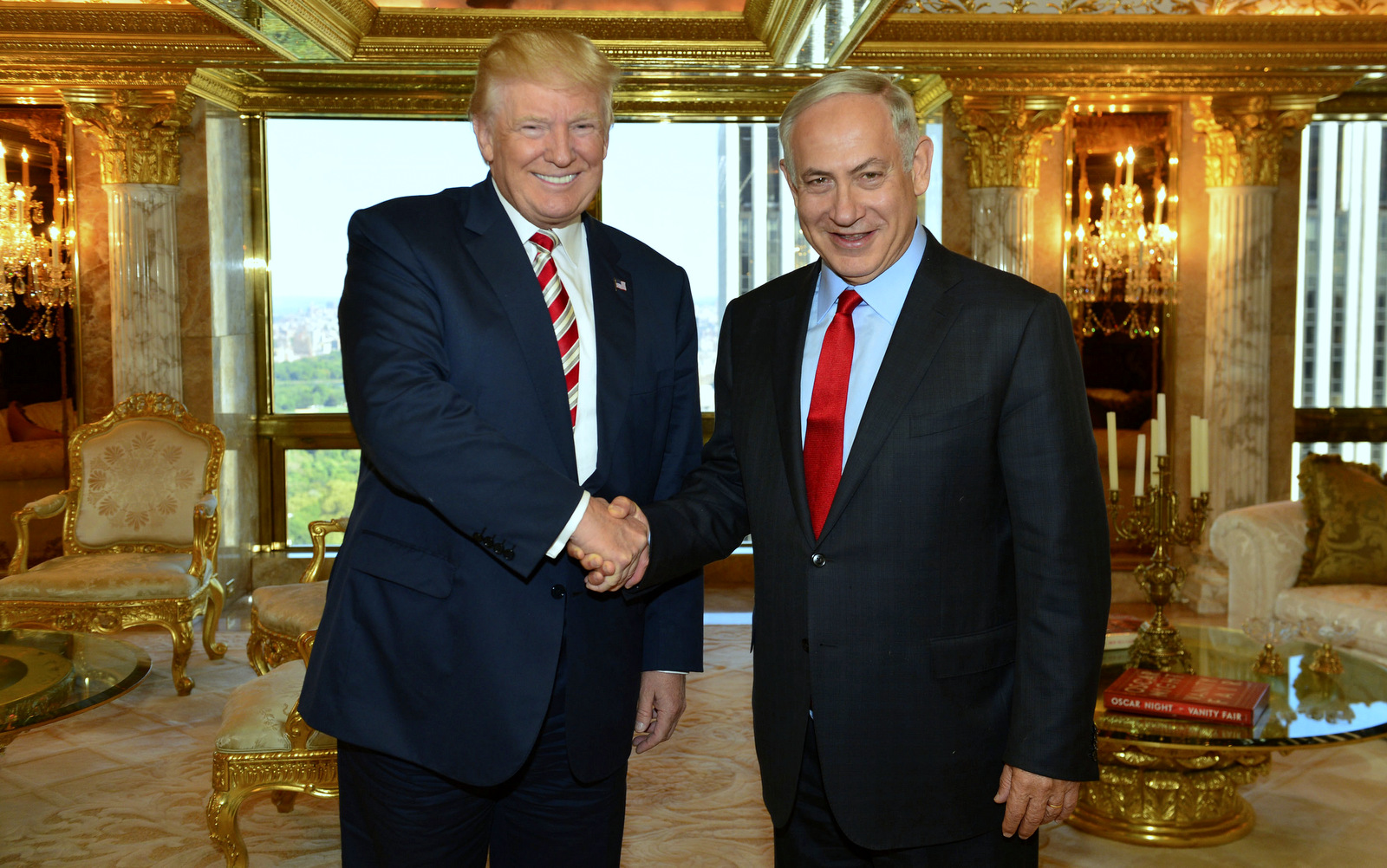 In this Sept. 25, 2016 photo, Donald Trump shakes hand with Israeli Prime Minister Benjamin Netanyahu in New York.(Kobi Gideon-GPO/AP)