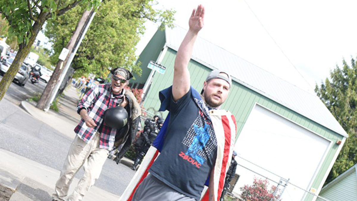 Jeremy Christian at a Free Speech Rally on April 29, 2016, in Portland, Oregon. (Photo: Doug Brown/The Portland Mercury)