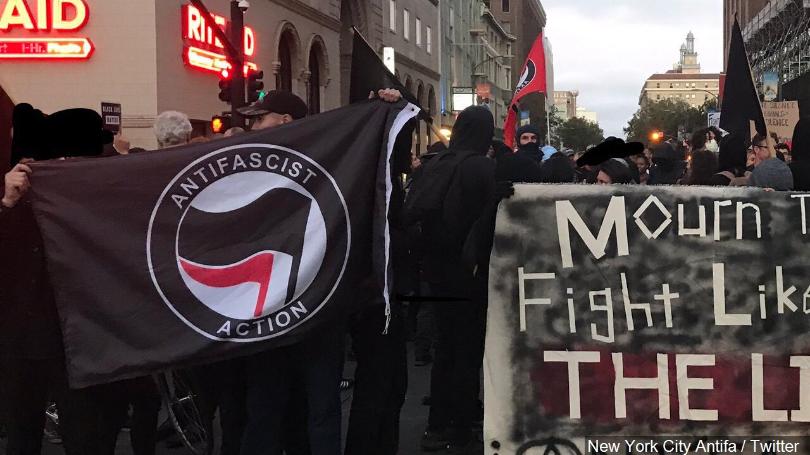 Antifa Flag at a rally in New York City, Photo Date: Aug 14, 2017