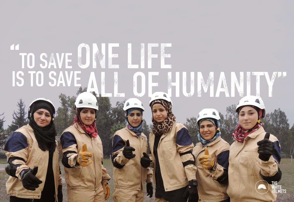 The White Helmet motto. (Photo: White Helmet website)