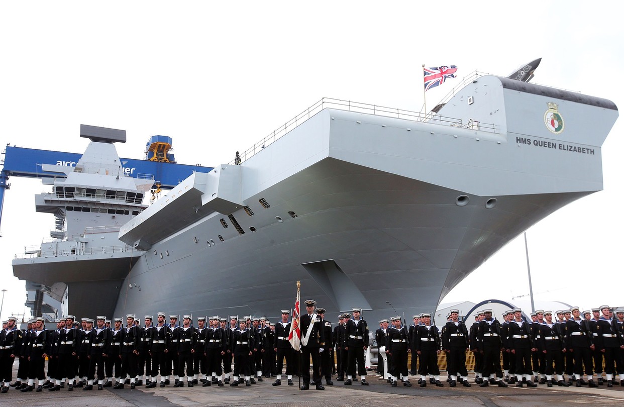 Britain's HMS Queen Elizabeth in the Rosyth Dockyard. (AP Photo)