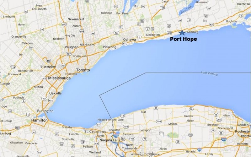 Map: Port Hope, Ontario on Lake Ontario (Source: Google Maps)