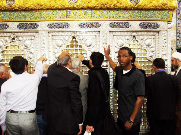 Malcolm Shabazz at the tomb of Zainab in Syria.