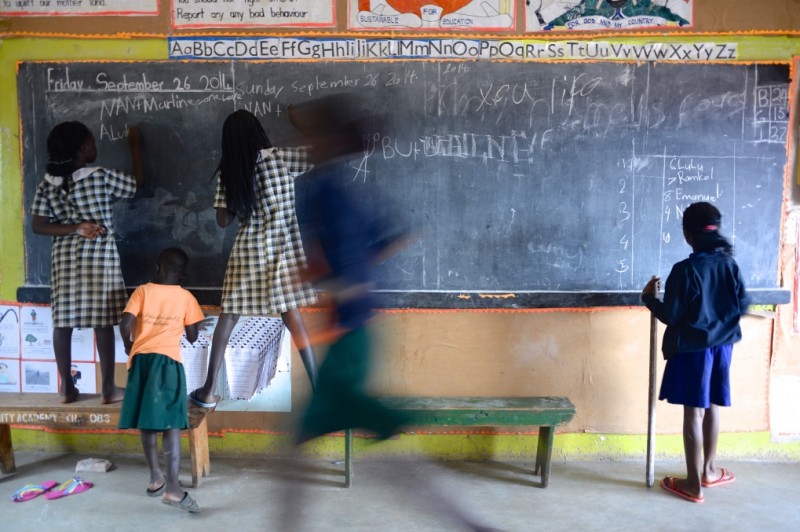 The Come True students at work at Trinity primary school in Uganda. (Rami Gudovitch)