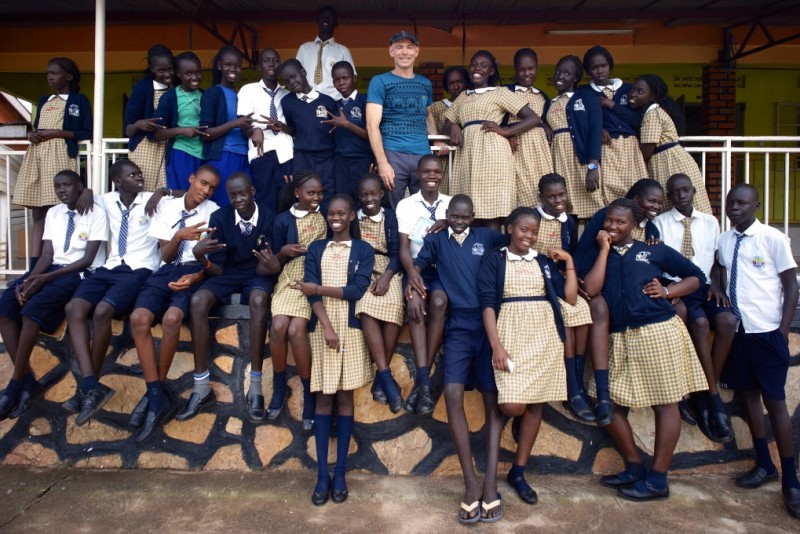 Rami Gudovitch with the students of the Come True project in Uganda. The Project offers aid to over 100 young refugees of Sudan that were deported from Israel after seeking asylum there. (Rami Gudovitch)