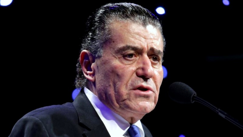 File: Haim Saban speaking at a gala in Beverly Hills in 2014.