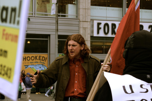 Caleb T. Maupin at a protest.