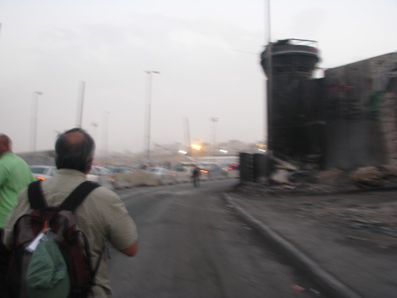 Peter Crowley's group approaches Qalandia checkpoint on foot. (Peter Crowley)