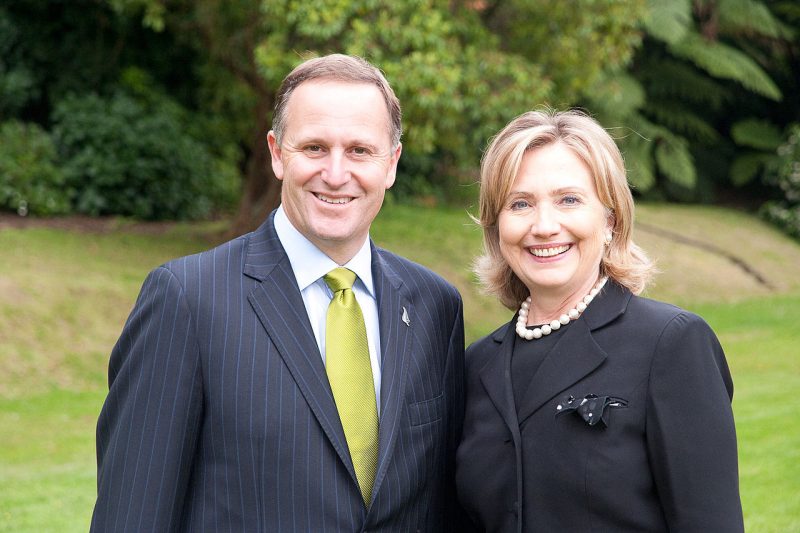 John Key, New Zealand's Prime Minister, photographed with Hillary Clinton on November 4, 2010 in Wellington, New Jersey. (Wikimedia Commons / U.S. State Department)