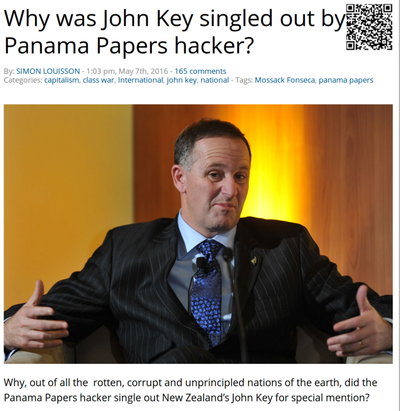 The Standard asks, "Why was John Key singled out by Panama Papers hacker?"