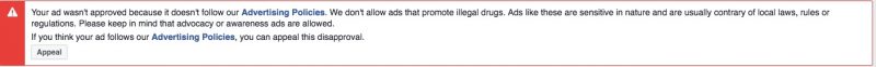 Ad Denial Notification from Facebook