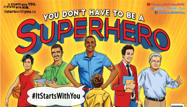 "You don't have to be a superhero": an image from White Ribbon's #ItStartsWithYou campaign. 