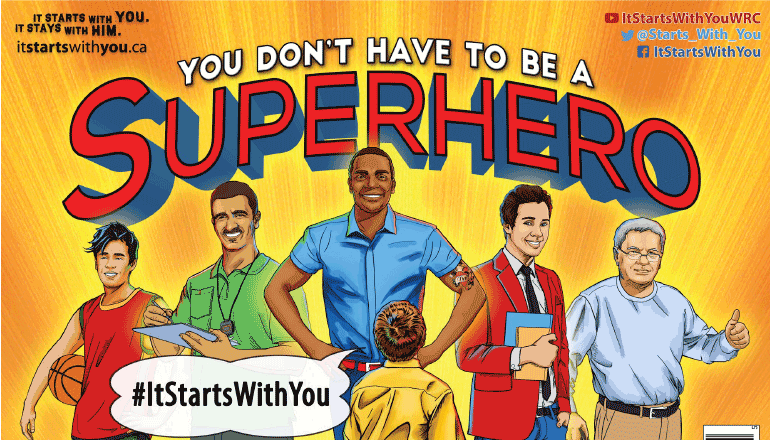 "You don't have to be a superhero": an image from White Ribbon's #ItStartsWithYou campaign.
