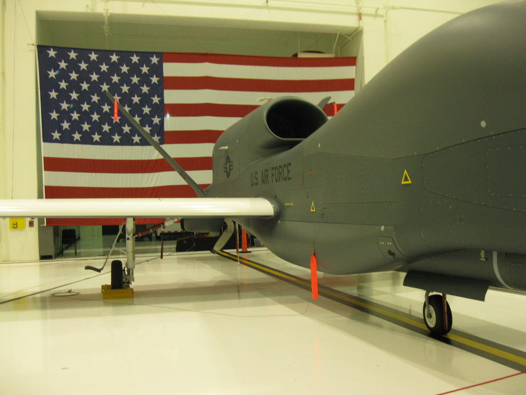 A Global Hawk UAV, similar to the one used in an airstrike on Pakistani homes on Feb. 9, 2011 (Photo by Burt Lum)