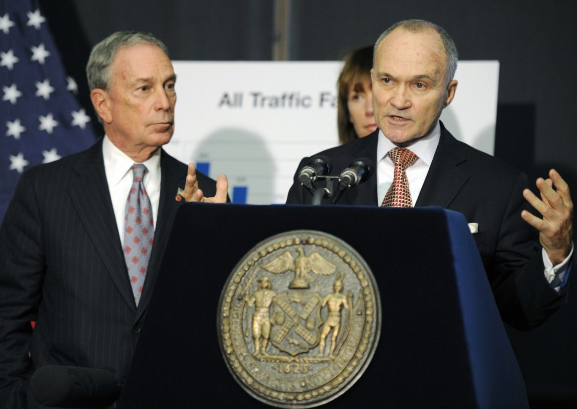 FILE - In this Dec. 29, 2011, file photo, New York City Police Commissioner Ray Kelly speaks at a news conference with New York Mayor Michael Bloomberg, left, in Brooklyn, N.Y. New York Police Department spying operations began after the 2001 terror attacks with unusual help from a CIA officer. "If there are threats or leads to follow, then the NYPD's job is to do it," Bloomberg said. "The law is pretty clear about what's the requirement, and I think they follow the law. We don't stop to think about the religion. We stop to think about the threats and focus our efforts there." (AP Photo/Henny Ray Abrams, File)