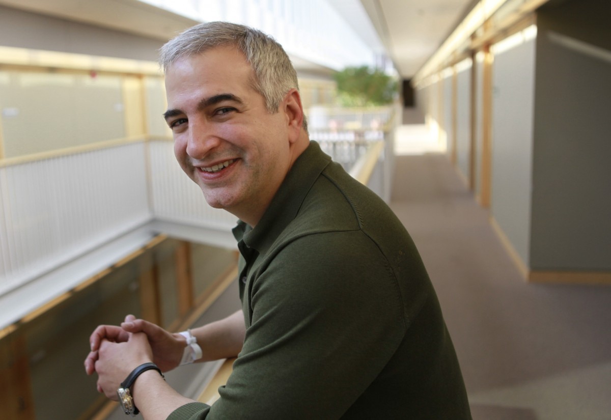 FILE - In this April 12, 2010 file photo, Anthony Shadid, winner of the 2010 Pulitzer Prize for International Reporting with The Washington Post, poses for a portrait at the Watson Institute for International Studies, on the campus of Brown University, in Providence, R.I. The New York Times said Shadid died Thursday, Feb. 16, 2012, apparently of an asthma attack, while on assignment in Syria. He was 43. (AP Photo/Steven Senne, File)