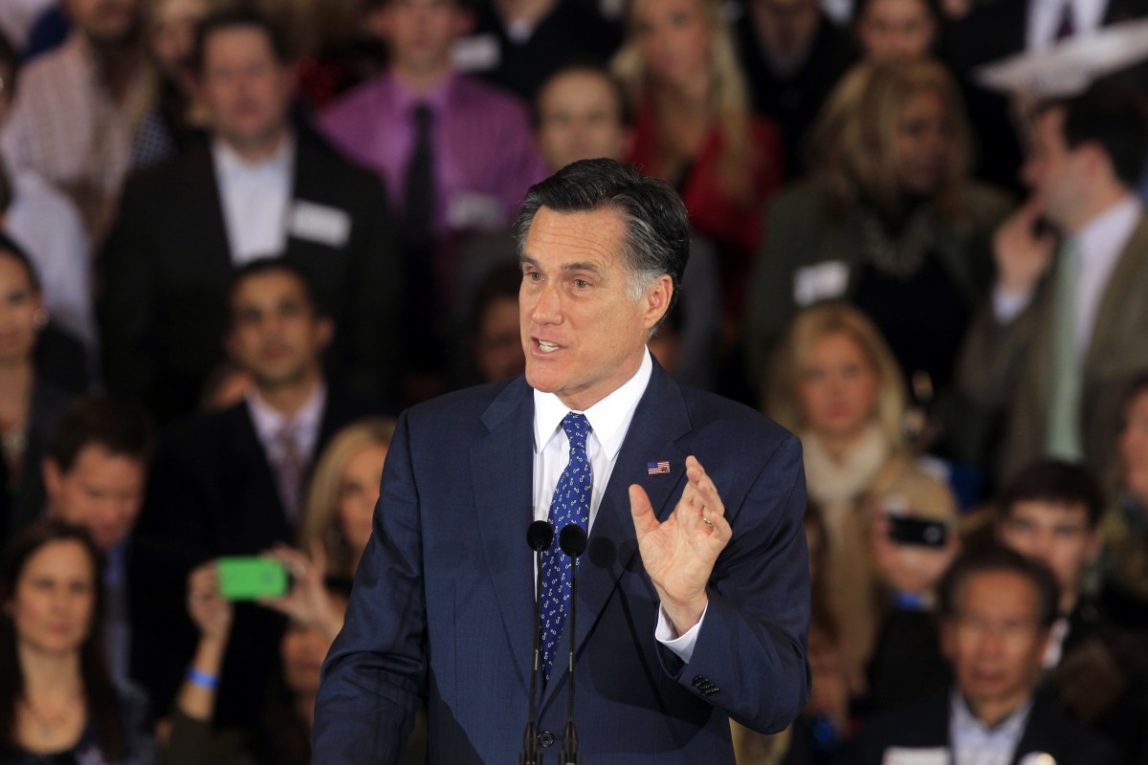 Republican presidential candidate, former Massachusetts Gov. Mitt Romney, addresses supporters at his election night party in Novi, Mich., Tuesday, Feb. 28, 2012. (AP Photo/Carlos Osorio)