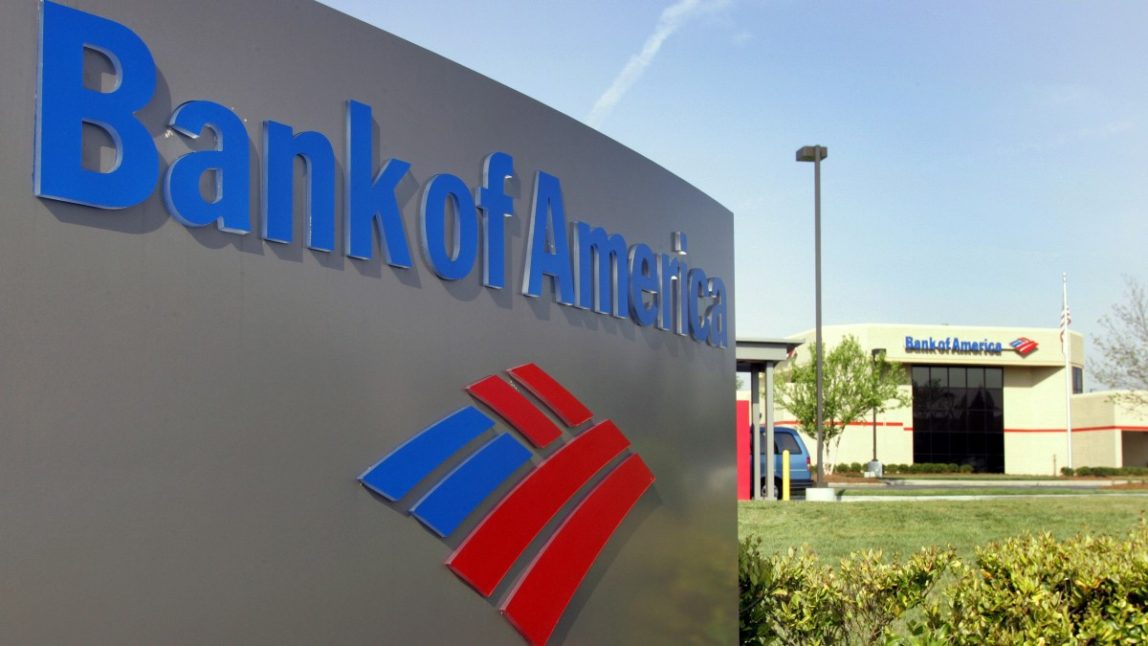 A Bank of America branch is shown in a Charlotte, N.C. file photo from April 20, 2006. (AP Photo/Chuck Burton, File)