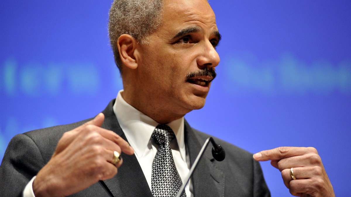 Attorney General Eric Holder speaks at the Northwestern University law school, Monday, March 5, 2012 in Chicago. (AP Photo/Brian Kersey)