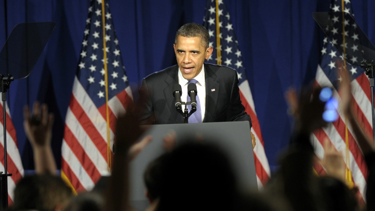 President Barack Obama speaks at a fundraiser in New York City, Thursday, March 1, 2012. Obama will be speaking at 4 fundraisers while in New york City.(AP Photo/Susan Walsh)