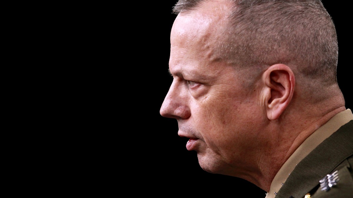 Marine Gen. John Allen, the top U.S. commander in Afghanistan speaks during a news conference at the Pentagon, Monday, March 26, 2012. (AP Photo/Haraz N. Ghanbari)
