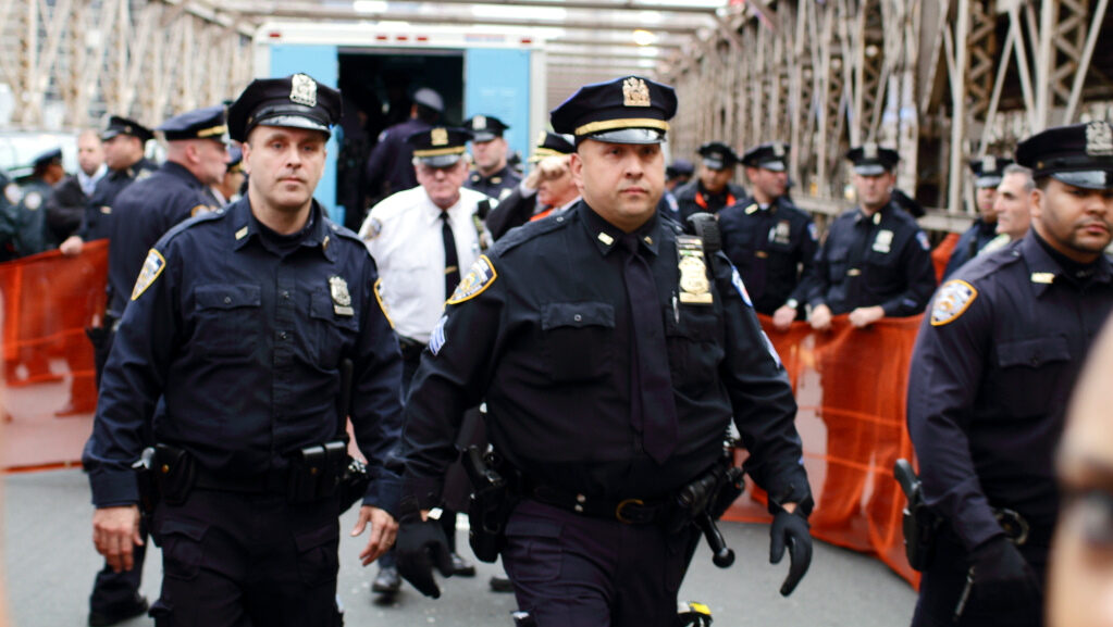 NYPD officers at Occupy rally in NY. (Photo via Flickr photo stream of Paul Stein)