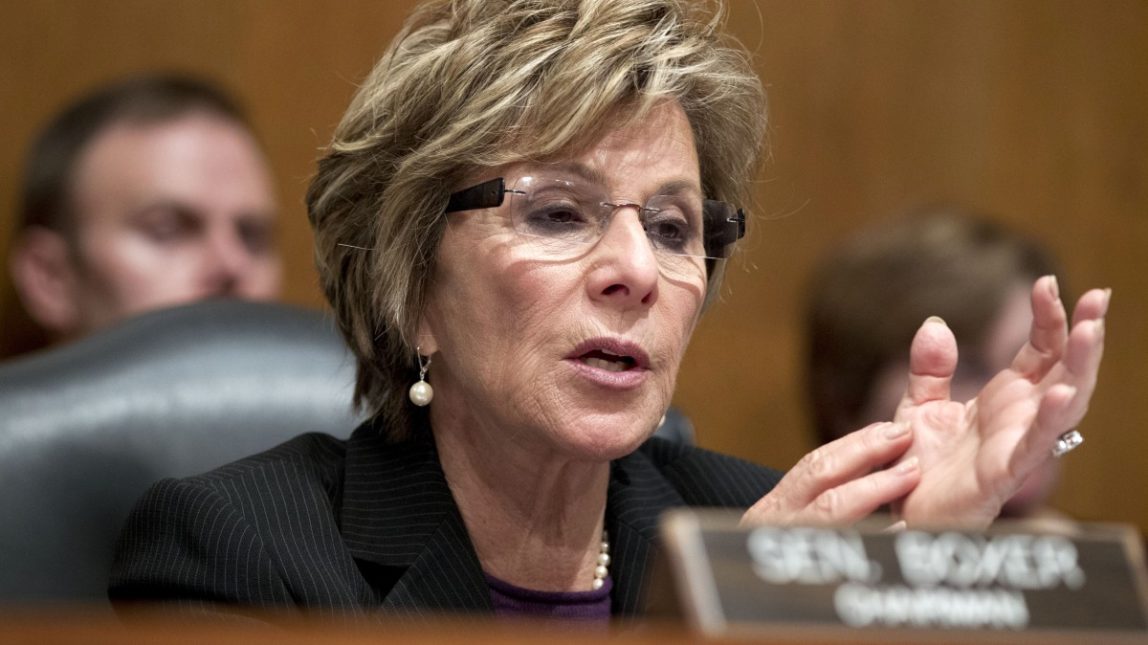 In this April 18, 2012 file photo, Sen. Barbara Boxer, D-Calif. is seen on Capitol Hill in Washington. House Republicans determined to show women voters that they have their interests at heart on Wednesday announced plans to renew the Violence Against Women Act, the federal government's main domestic violence program. (AP Photo/J. Scott Applewhite, File)