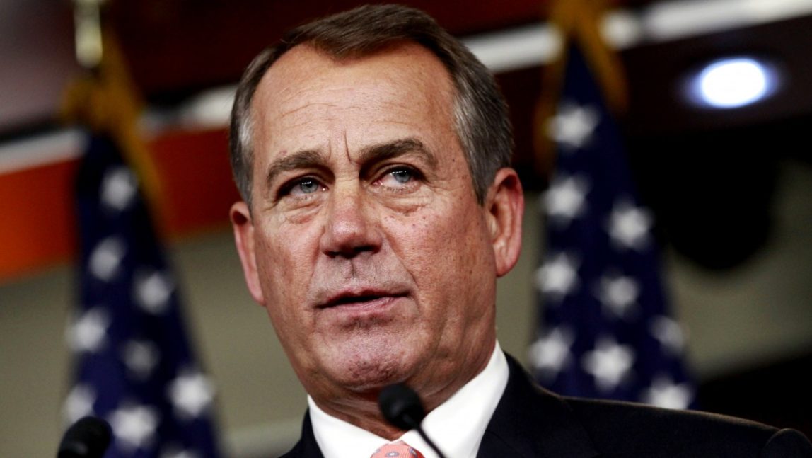 House Speaker John Boehner of Ohio speaks during his weekly news conference on Capitol Hill in Washington, Thursday, April 26, 2012. (AP Photo/Jacquelyn Martin)