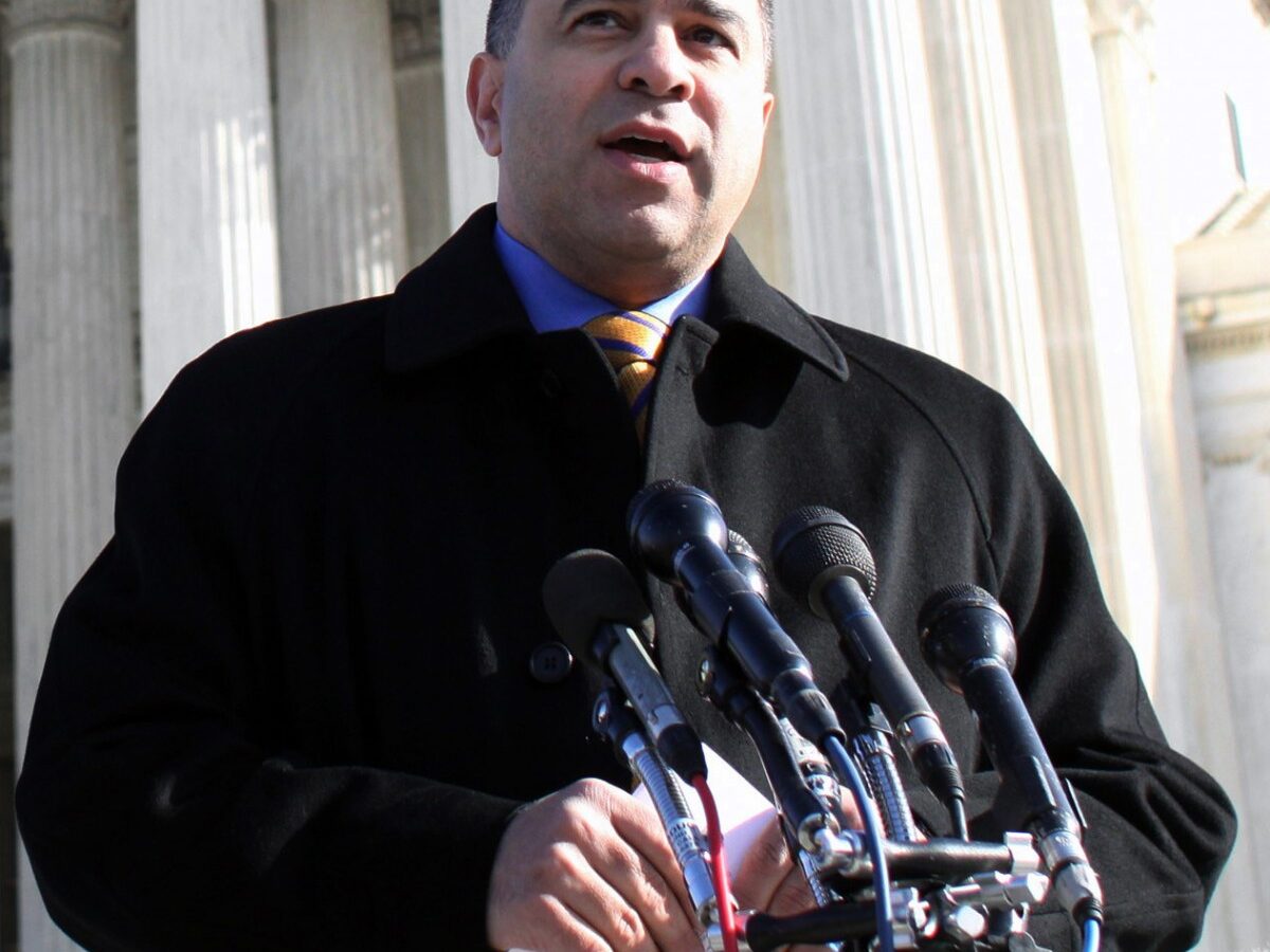 Citizens United President David Bossie, right, meets with reporters outside the Supreme Court in Washington, Thursday, Jan. 21, 2010, after the Supreme Court ruled on a campaign finance reform case. Vermont recently became the third state calling for a repeal of the Citizens United case. (AP Photo/Lauren Victoria Burke)