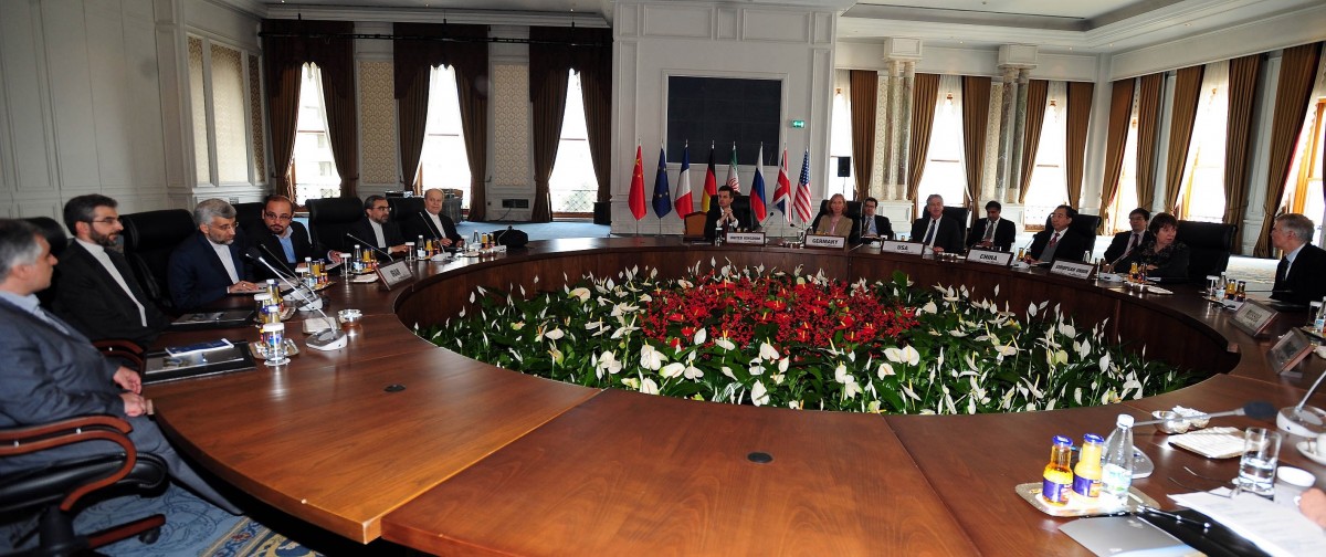 Jan. 22, 2011 file photo of representatives around a table on the second day talks between Iran and world powers on Iran's nuclear program at the historical Ciragan Palace in Istanbul, Turkey. Iran and six world powers have agreed to meet April 13 for a new try at finding common ground on Tehran's nuclear program but sensibilities generated by failed previous rounds have kept them from agreeing on a venue, diplomats told The Associated Press on Monday, March 26, 2012. Three diplomats from Western nations accredited to the International Atomic Energy Agency, IAEA, said the talks themselves were not in jeopardy, adding they expected the dispute on where to meet to be resolved in time for them to begin. (AP Photo/Salih Zeki Fazlioglu, Pool, File)