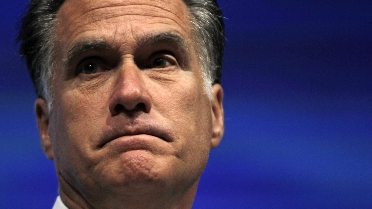 Republican presidential candidate, former Massachusetts Gov. Mitt Romney speaks at the National Rifle Association convention in St. Louis, Friday, April 13, 2012. (AP Photo/Michael Conroy)