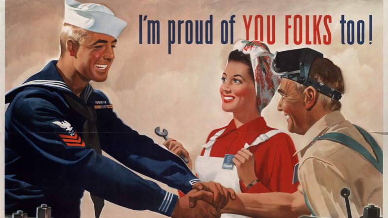 Propaganda poster from World War II. (Illustration by Jon Whitcomb)