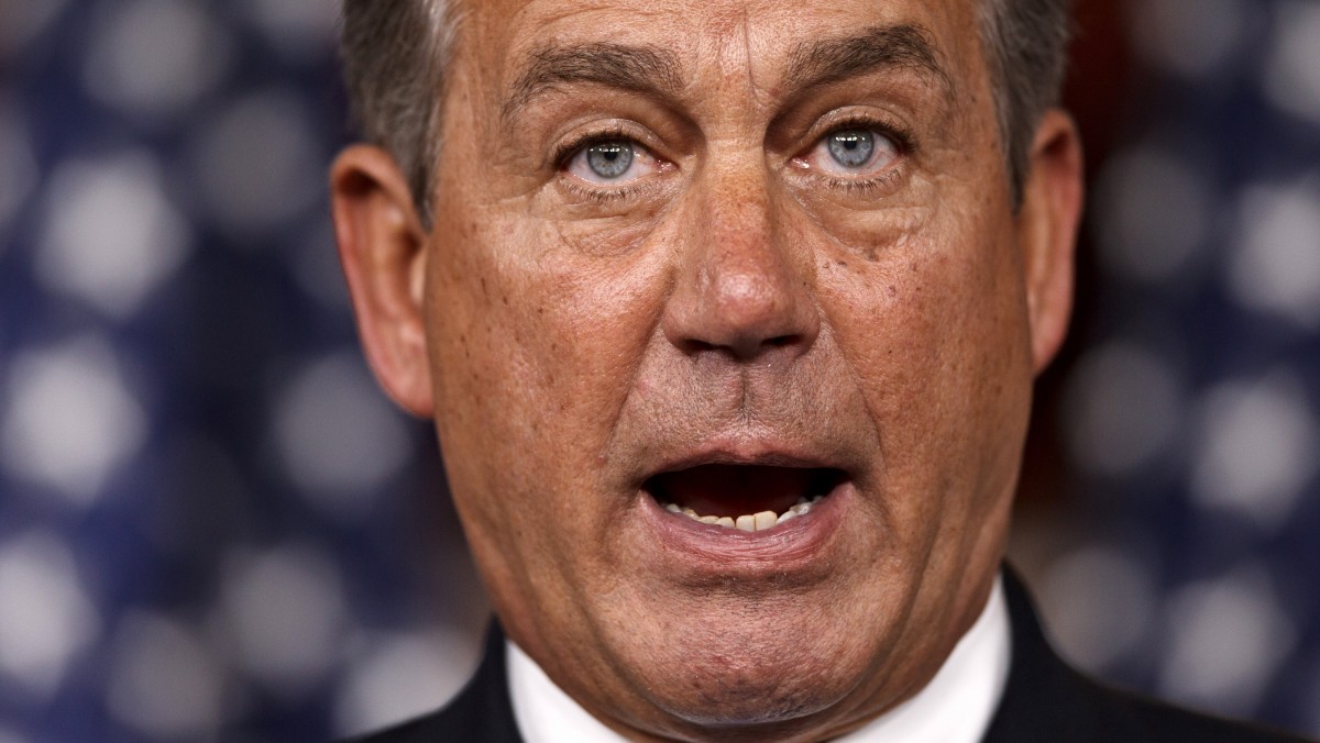 House Speaker John Boehner of Ohio takes questions during a news conference on Capitol Hill in Washington, Thursday, May 10, 2012. (AP Photo/J. Scott Applewhite)