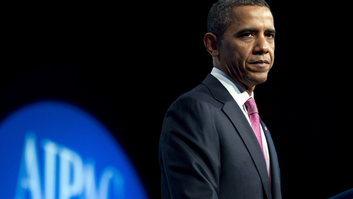 President Barack Obama pauses as he addresses thousands at the opening session of the American Israel Public Affairs Committee's (AIPAC) annual policy conference Sunday, March 4, 2012. It was recently announced that Israel is not invited to the NATO summit in Chicago May 20-21 (AP Photo/Carolyn Kaster)