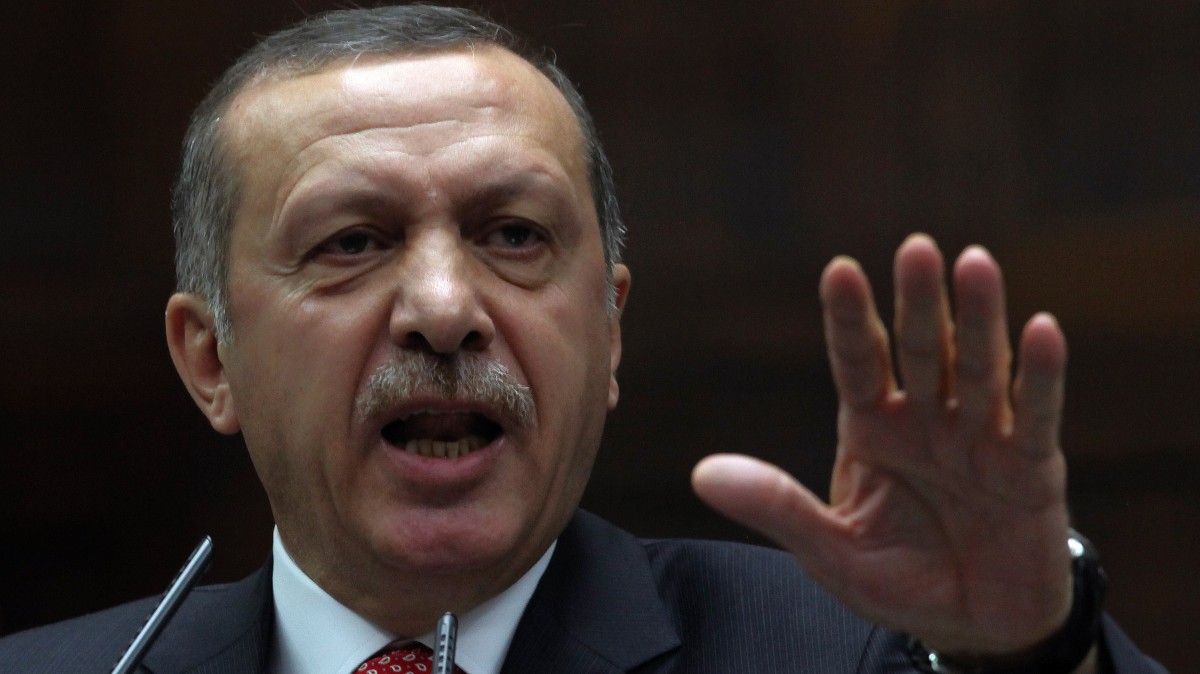 Turkish Prime Minister Recep Tayyip Erdogan addresses the lawmakers of his Justice and Development Party at the parliament in Ankara, Turkey, Tuesday, June 26, 2012. (AP Photo/Burhan Ozbilici)