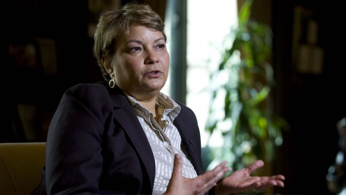 In this April 17, 2012 file photo, Environmental Protection Agency (EPA) Administrator Lisa Jackson during an interview with The Associated Press at EPA Headquarters in Washington. A federal appeals court on Tuesday upheld the first-ever regulations aimed at reducing the gases blamed for global warming. (AP Photo/Kevin Wolf, File)