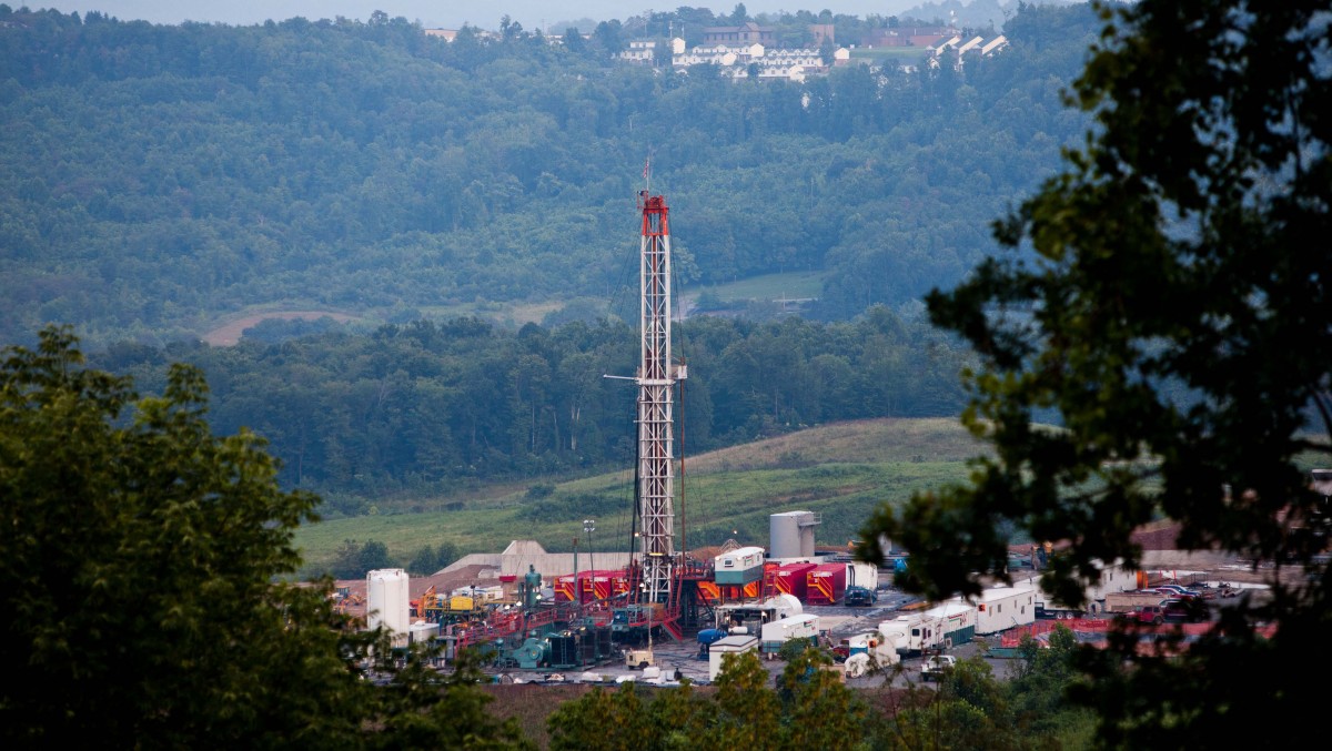 This Saturday, Aug. 6, 2011 photo shows a natural gas well operated by Northeast Natural Energy in Morgantown, W.Va. (AP Photo/David Smith)
