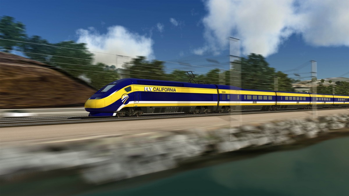 This undated file photo provided by the California High Speed Rail Authority shows an artist's rendering of a high-speed train traveling along the California coast. A new poll finds California voters are experiencing buyers' remorse over a proposed $68-billion bullet train project. The USC Dornsife/Los Angeles Times survey finds 55 percent of voters want the ambitious high-speed rail bond issue that was approved in 2008 placed back on the ballot  and 59 percent say they now would vote against it. (AP Photo/California High Speed Rail Authority)