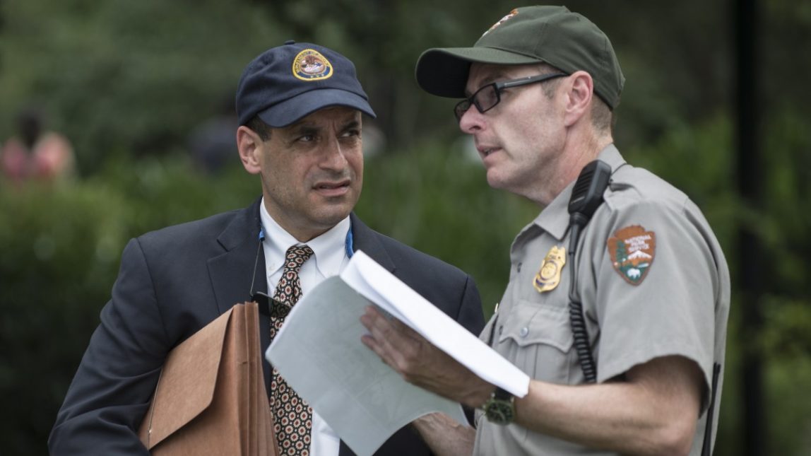 Park rangers joined officers during Occupy's National Gathering. (Mannie Garcia/MintPress)