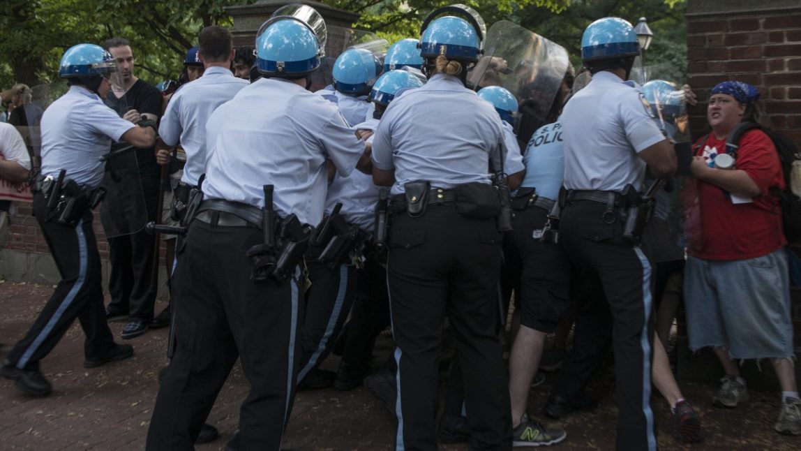 Metro Police, U.S. Park Police and Park Rangers assemble June 30, 2012. (Mannie Garcia/MintPress)