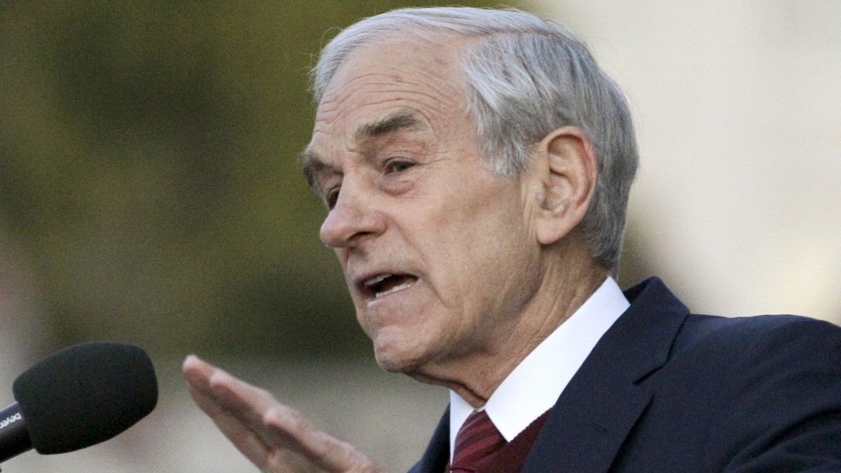 In this April 5, 2012 file photo, Republican presidential candidate Rep. Ron Paul, R-Texas speaks at the University of California at Berkeley, Calif. (AP Photo/Ben Margot, File)